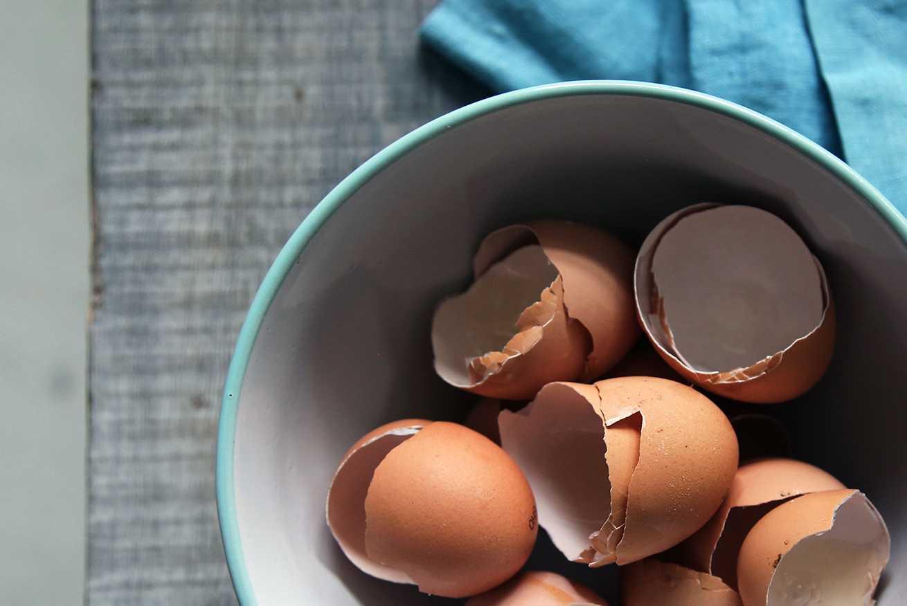 Eggshells in a bowl